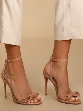Steve Madden Bradshaw Blush Patent Ankle-Strap Stiletto Sandals